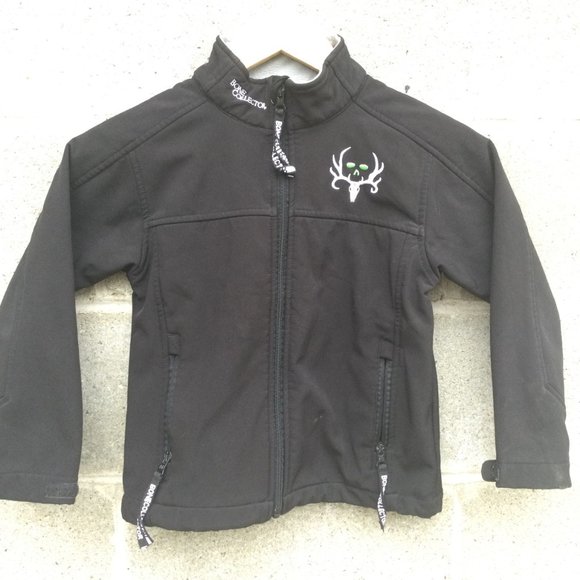 Bone Collector Boys Black Jacket Sz Small Outdoors Full Zip Front Pockets Logo - Picture 1 of 6